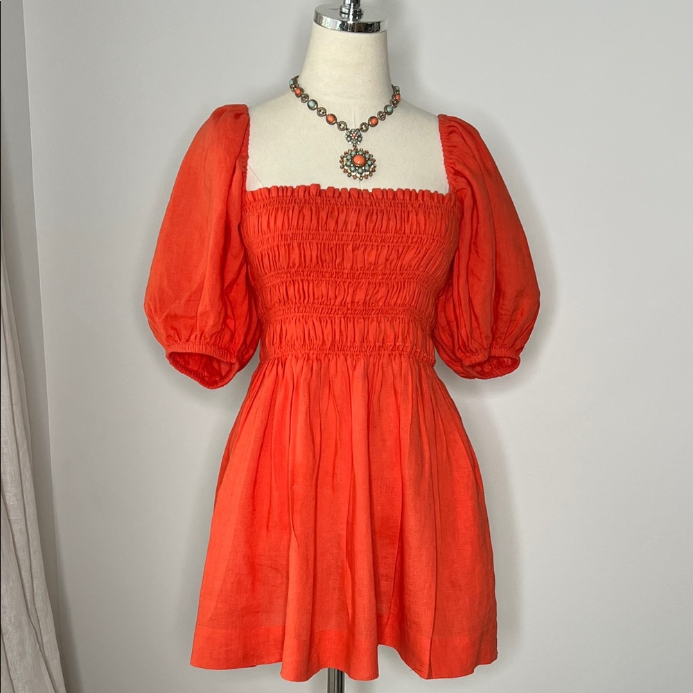 LOUISE New York Poppy Red Puff Sleeve Aisla Dress